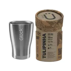 Copo Térmico Gluck Tulipinha Cerveja 354ml Silver Steel