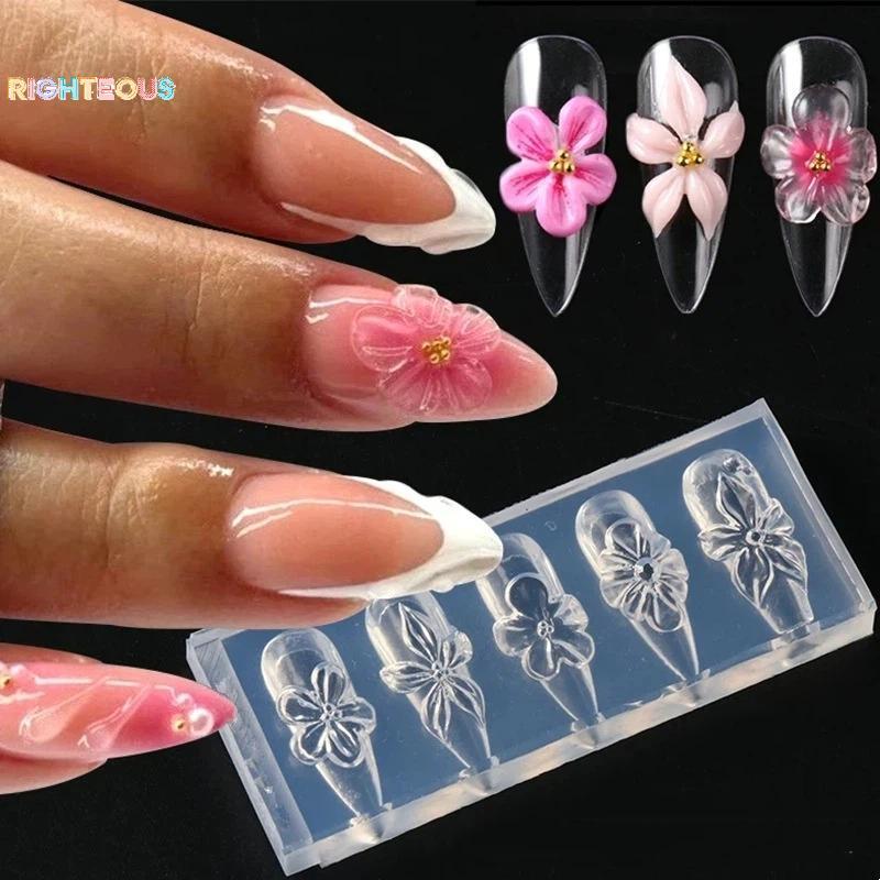 Rightrous 3D Silicone Hibisco Flor Molde De Unhas Para Resina Arte DIY Decoração Fácil Design Floral Salão De Beleza E C