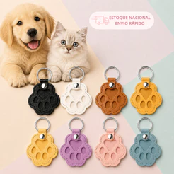 Chaveiro Patinha Porta Pelos em Couro Sintético Cachorro Gato Homenagem e Memória Afetiva Patas Pet