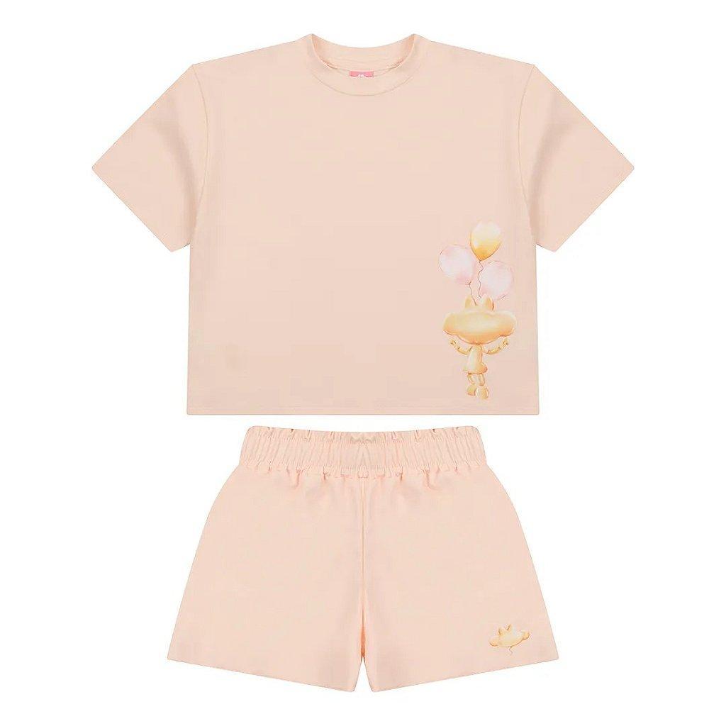 Conjunto Curto Lilica Ripilica Blusa e Short Fun Kids Coral