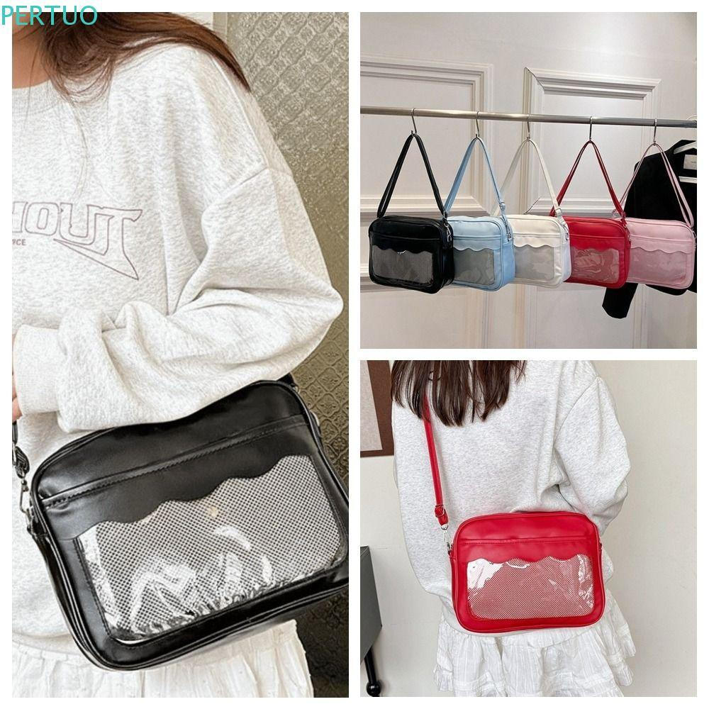 Bolsa Ita Transparente PERTUO , De Ombro Uniforme Y2K PU JK Crossbody De PVC À Prova D'água Com Zíper De Grande Capacida