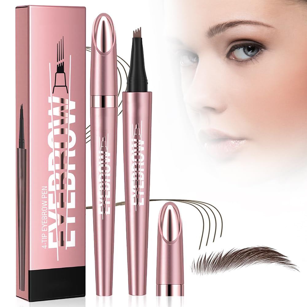 Lápis de Sobrancelha 3D à Prova d'Água para Microblading, Caneta Mágica para Microblading com 4 Pontas em Forma de Garfo