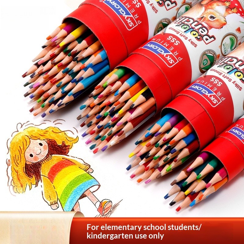 Estudante arte dedicada conjunto de lápis de cor oleosa desenho infantil caneta colorida HB plástico cor chumbo pintura 