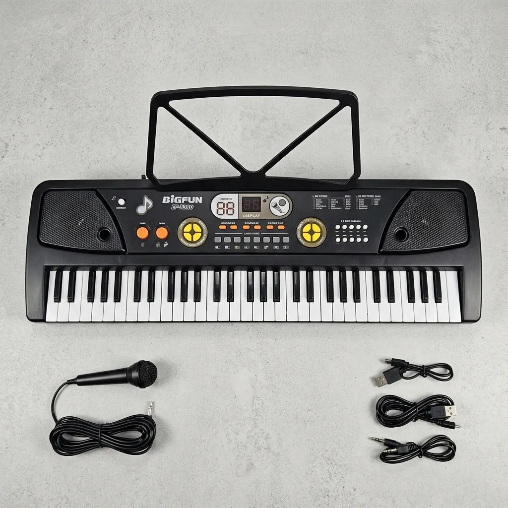 Teclado Eletrônico Infantil Bigfun BF730C 61 Teclas Microfone USB 16 Timbres 10 Ritmos