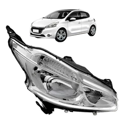Farol Para Peugeot 208 2012 A 2016 Manual Cromado S/led