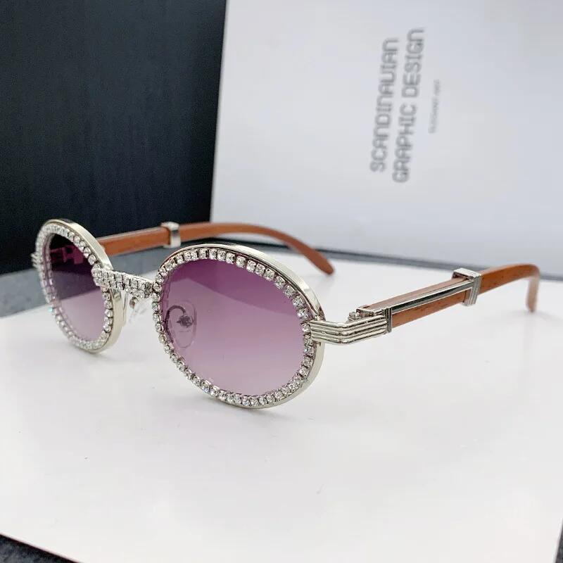 Óculos de Sol Redondos Vintage com Diamantes, Óculos de Sol com Strass, Óculos de Cristal Oval Punk, Óculos de Sol de Mo