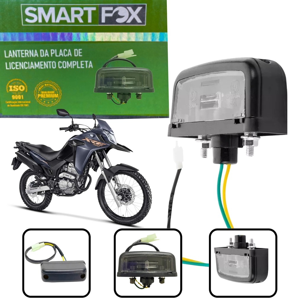 LUZ DE PLACA LANTERNA TRASEIRA COMPLETO SMARTFOX HONDA NXR BROS 150 160 XRE 190 XRE 300