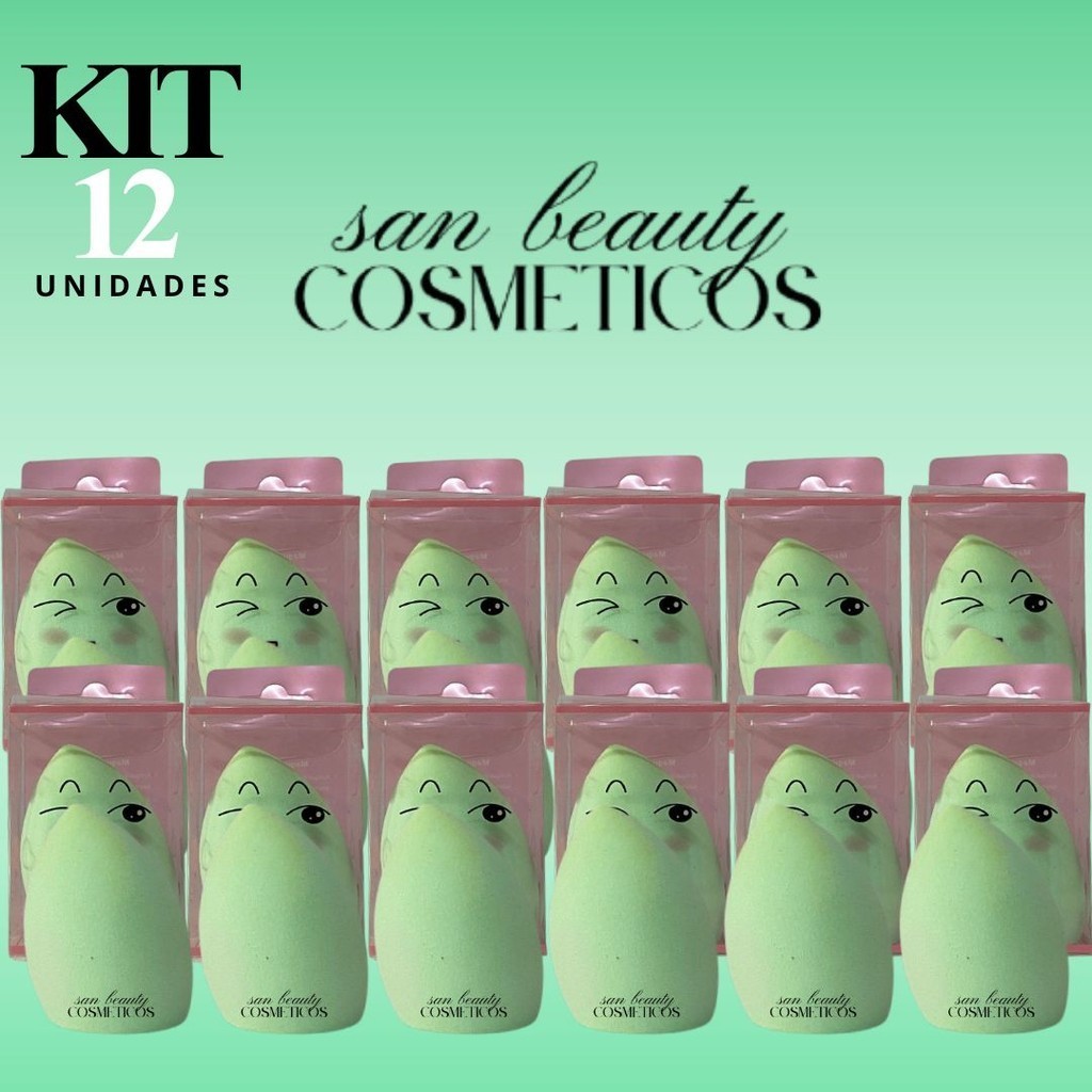 Kit 12 -- 12Unid (12) - Esponja Para Maquiagem Base/Pó/Corretivo Pompom Maquiagem (Cores Disponíveis no Estoque)