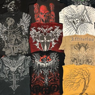 Affliction Rua Moda Algodão Padrão Impressão Y2K Manga Curta Tshirt Novo Harajuku Casual Solto Verão Unisex Punk Rock To em Oferta na Shopee