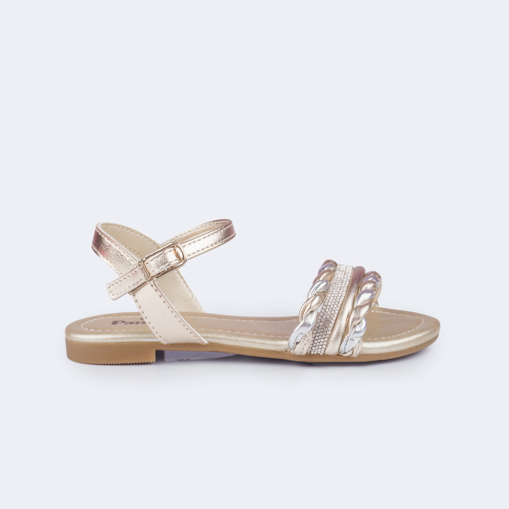 Sandália Infantil Pampili Iris Tranças e Strass Dourada Pampili em Oferta na Shopee