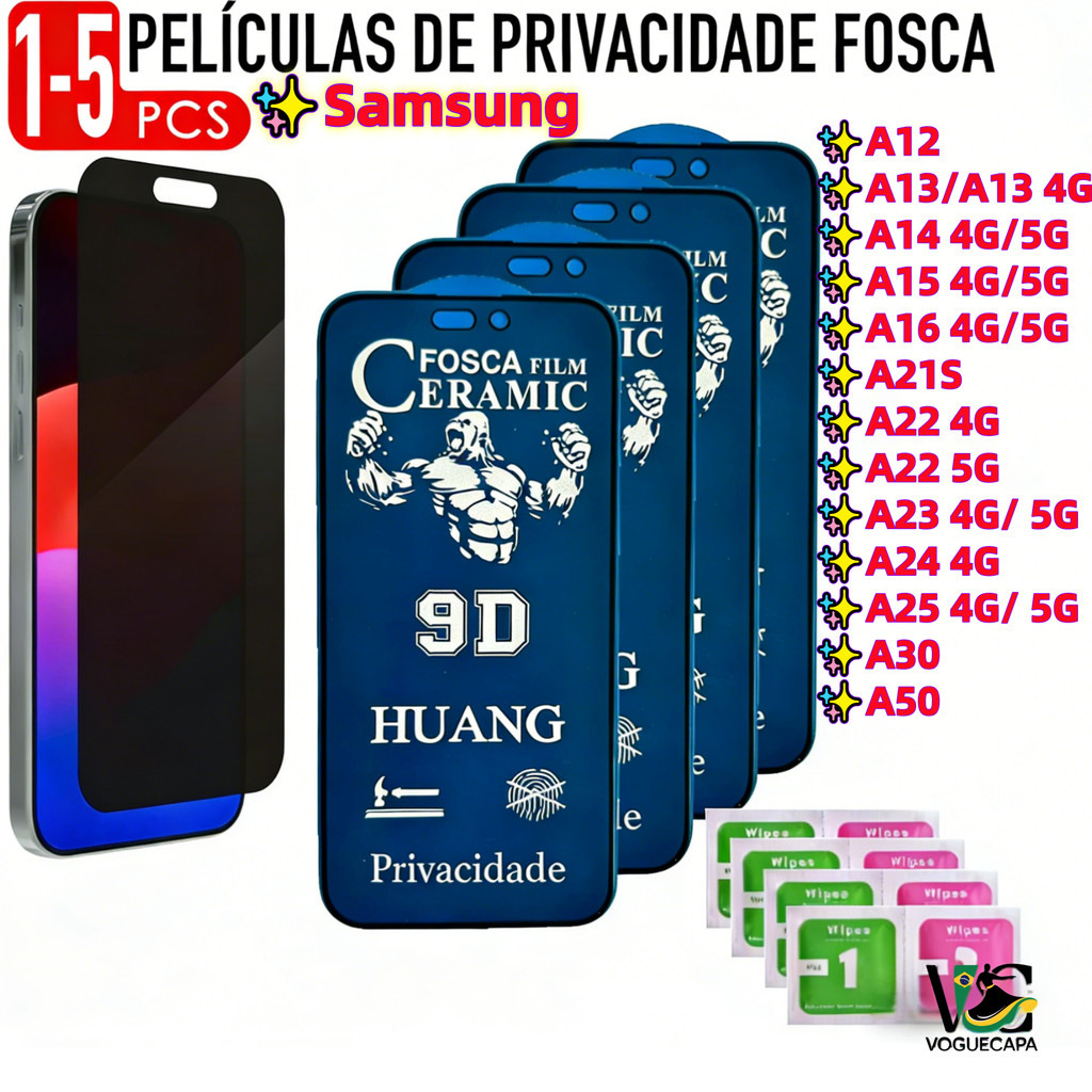 1-5Pcs Películas Privacidade Fosca Privativa Para Samsung Galaxy A15 A14 A16 A21S A24 A13 A25 A12 A23 A22 A50 A30 4G 5G