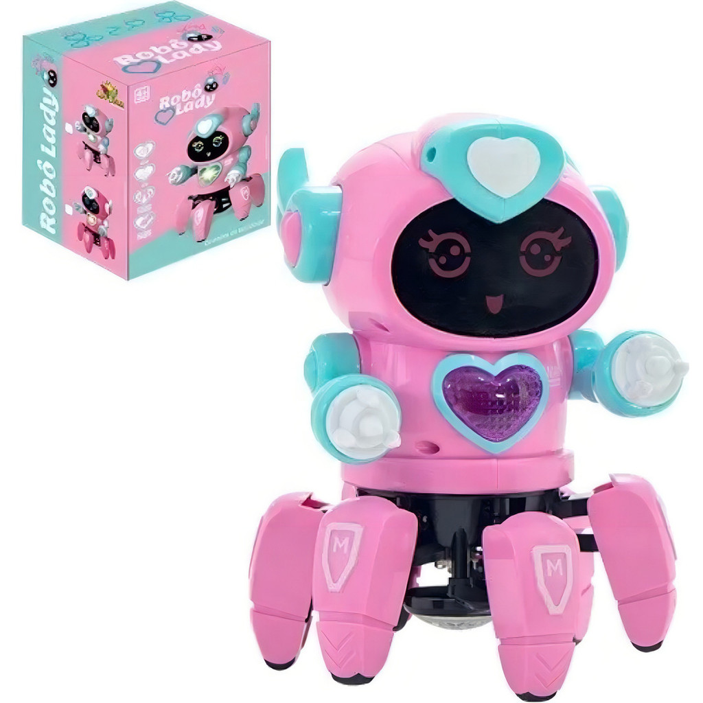 Robô Lady Face Dançante Som E Luz Brinquedo Infantil Interativo Música Diversão Garantida Kizumba