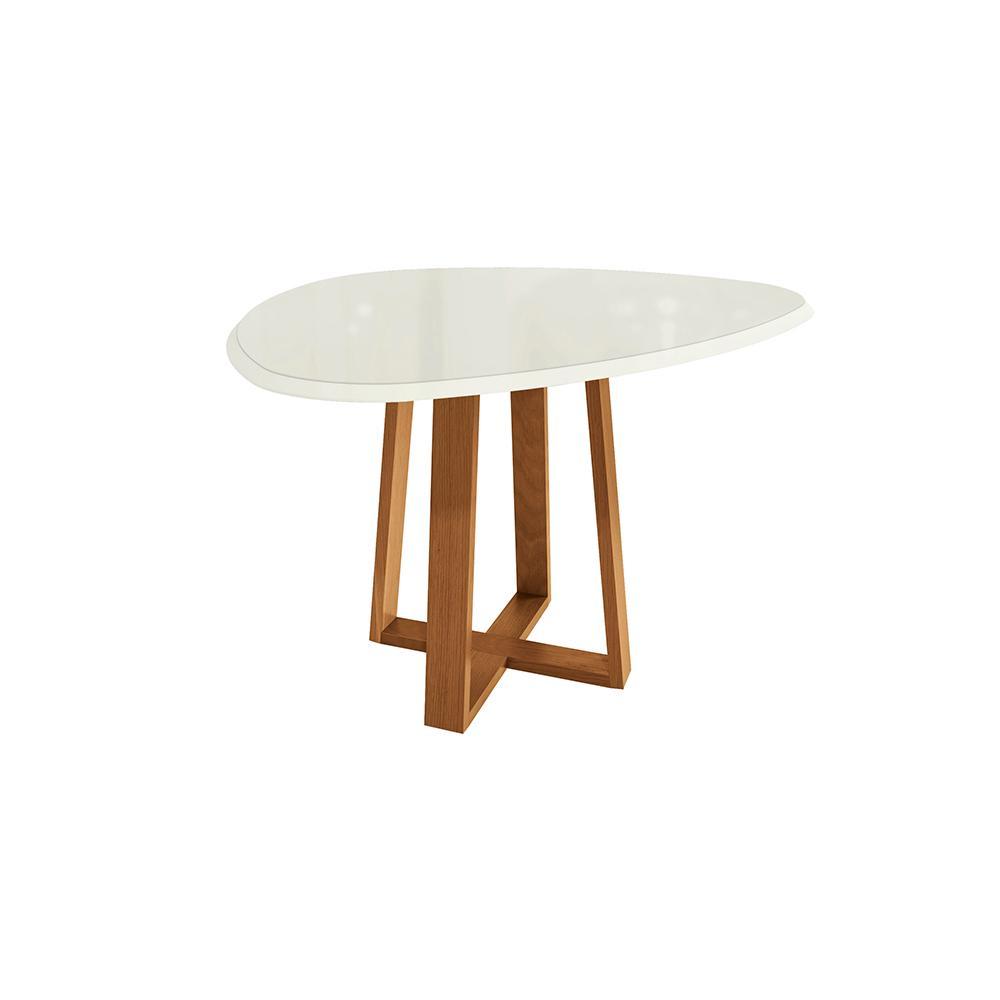 Mesa de Jantar Kappesberg em Madeira Maciça com Tampo de Vidro Off White 135cm em Oferta na Shopee