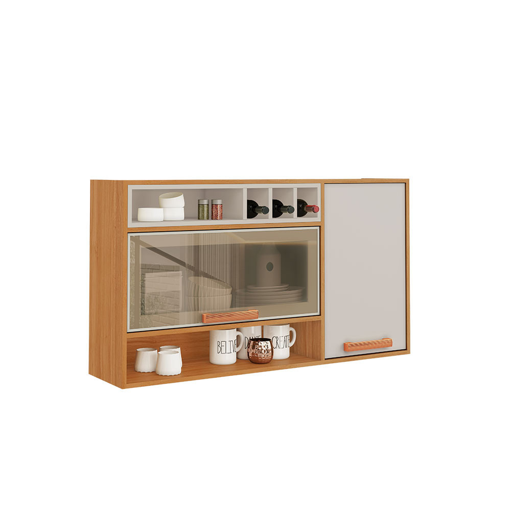 Armário Aéreo de Cozinha Itatiaia Nápoles 120cm 2 Porta com Vidro e Nincho em Oferta na Shopee