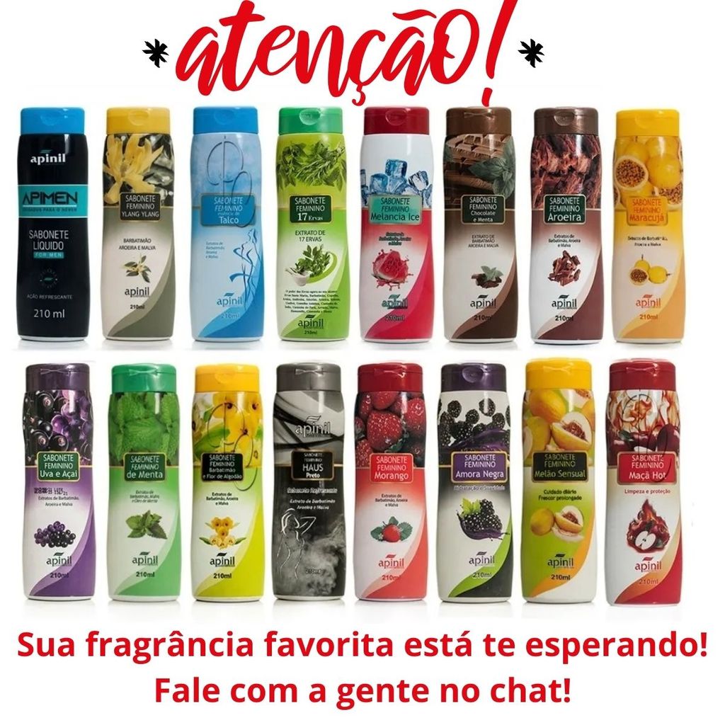 KIT 10 Sabonete Íntimo Feminino 200ml APINIL - Fragrâncias Refrescantes