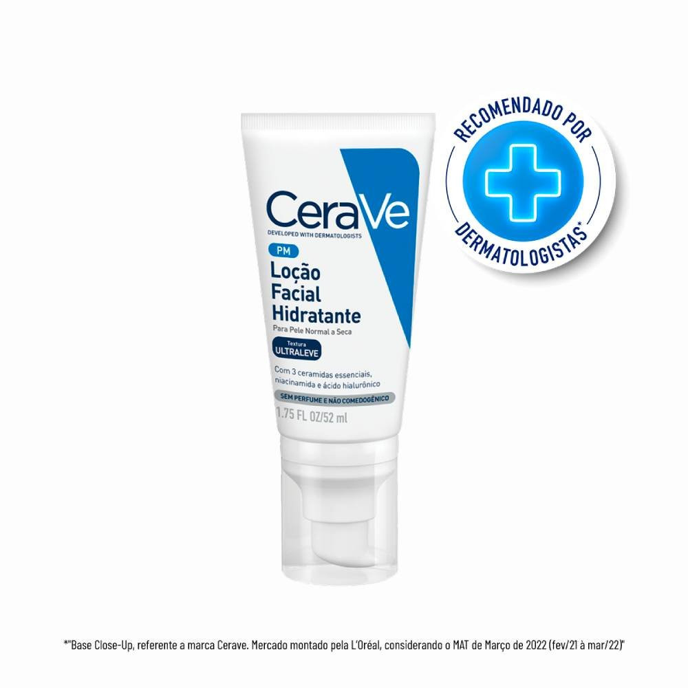 Loção Hidratante Facial Cerave Hialurônico Niacinamida Para Pele Normal A Seca 52ml em Oferta na Shopee