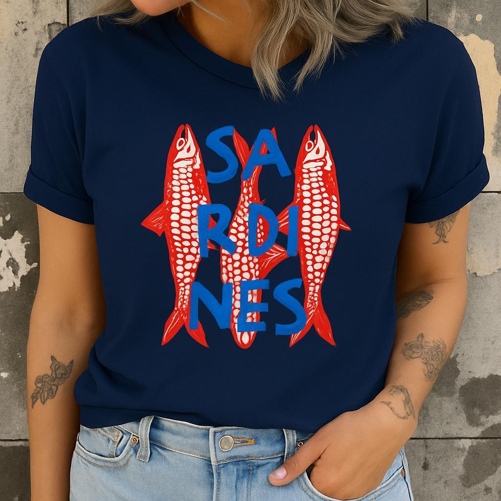T shirt Sardinhas Camiseta Feminina Sardines 100% Algodão estilosa verão Entrega Imediata