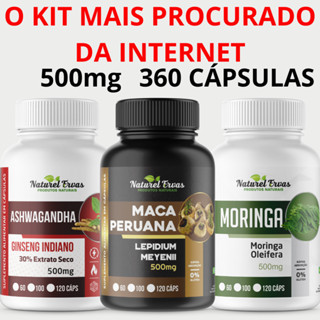 KIT 1 LEPIDIUM - 1 ASHWAGANDHAA - MORINGA+ = 360 CÁPSULAS 500Mg Natural em Oferta na Shopee