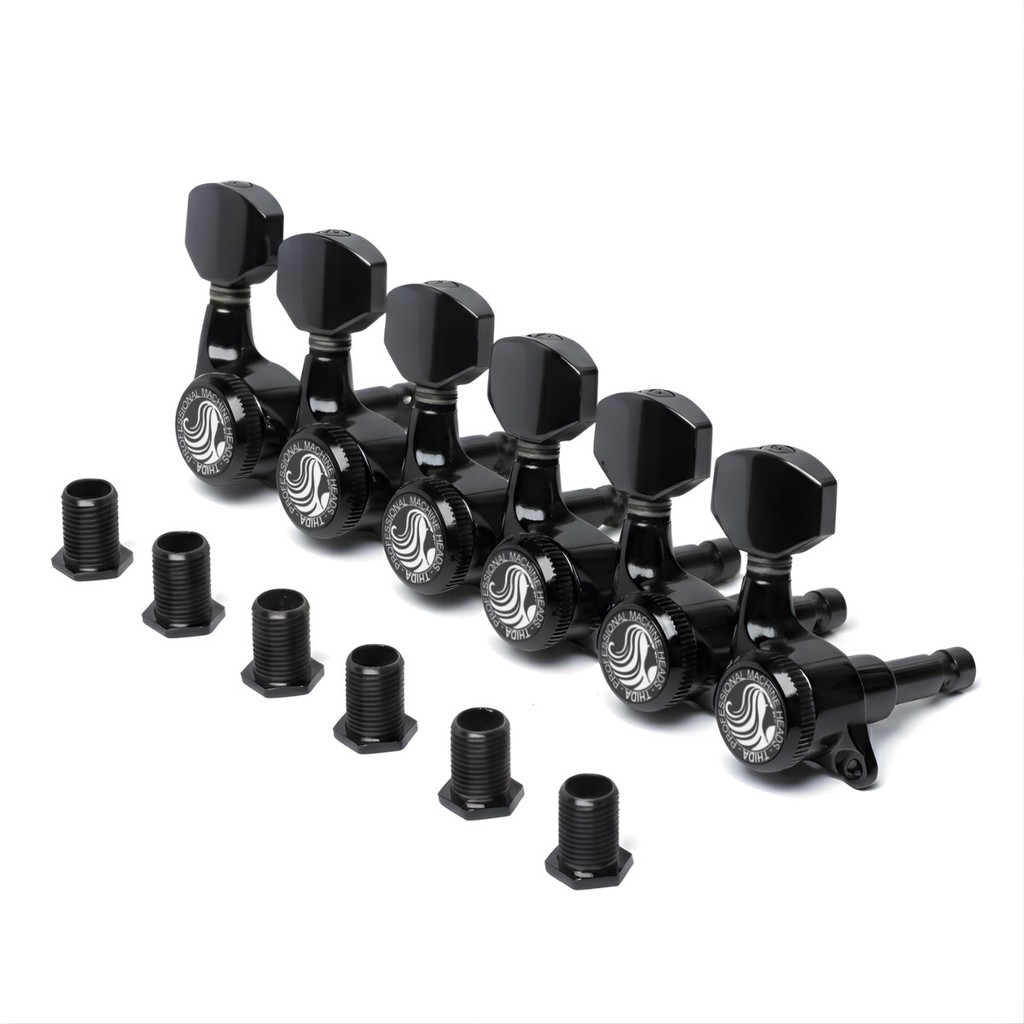 Tarraxas Locking Tuner Thida Profissional Para Guitarra Em Linha - Preta