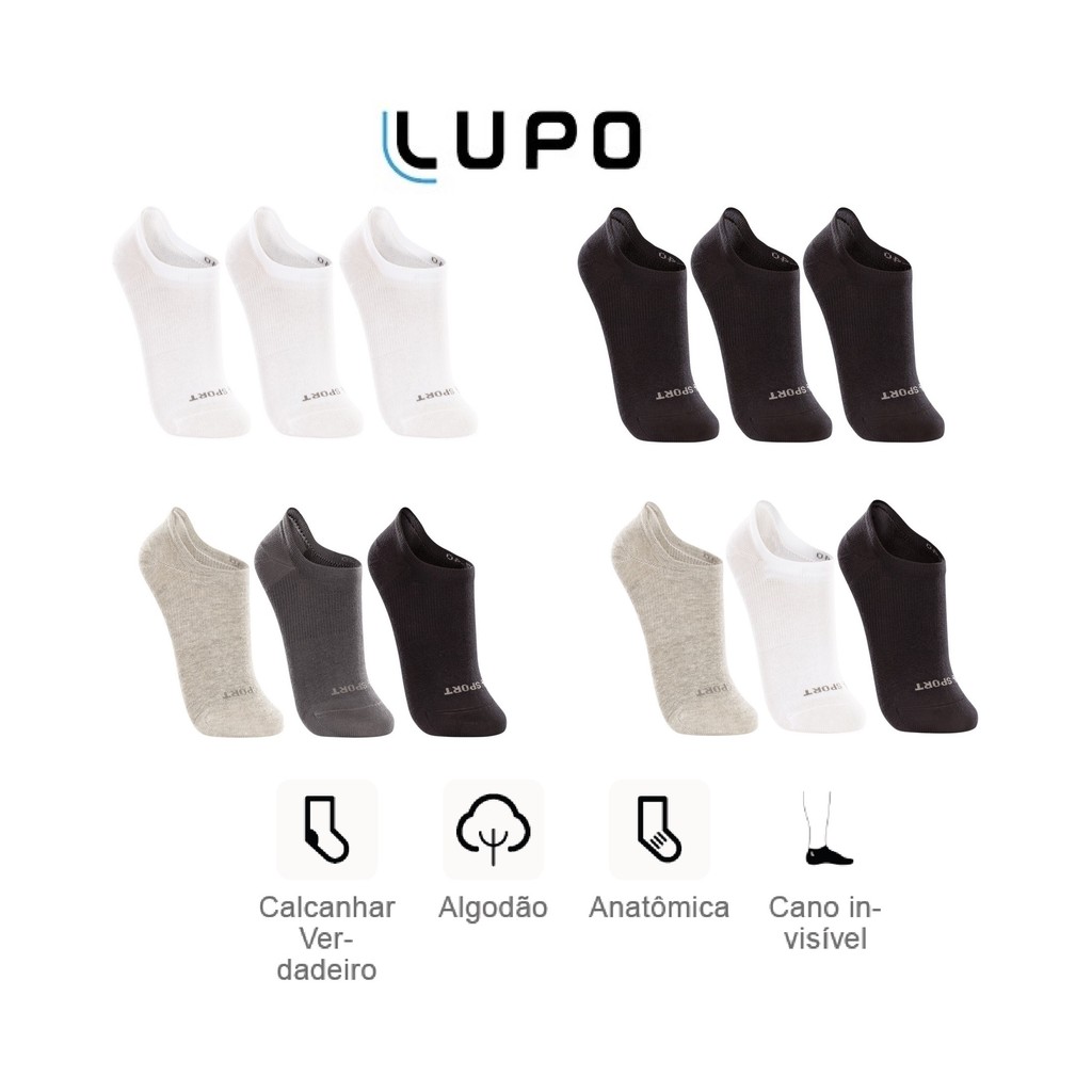 Meia invisível soquete sapatilha kit com 3 pares em Oferta na Shopee