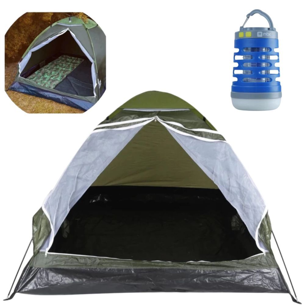 1 Barraca 3 Pessoas Pantanal Mor + 1 Lampião Lanterna Trap Light Ntk Led Usb Recarregável