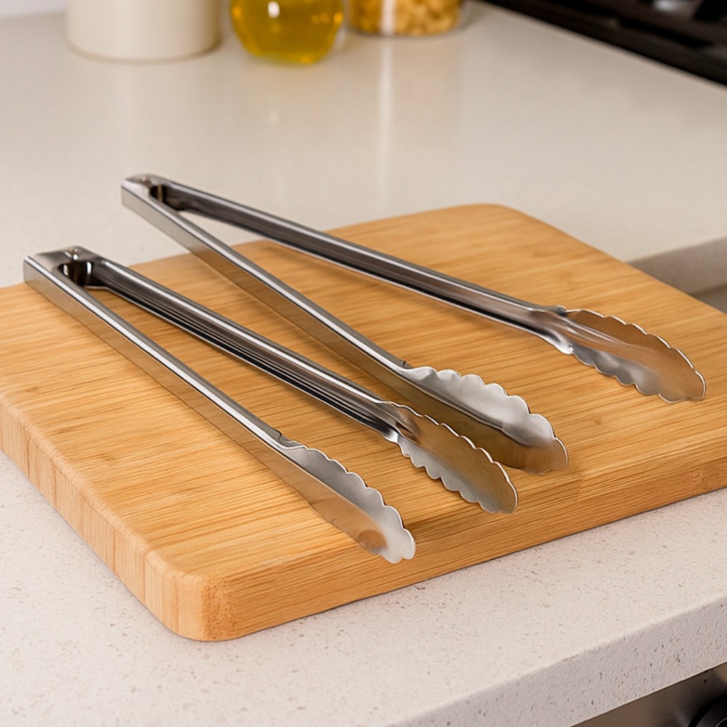 Kit 2 Pegadores de Cozinha em Aço Inox – Universal – Para Salada, Churrasco, Pão e Massas