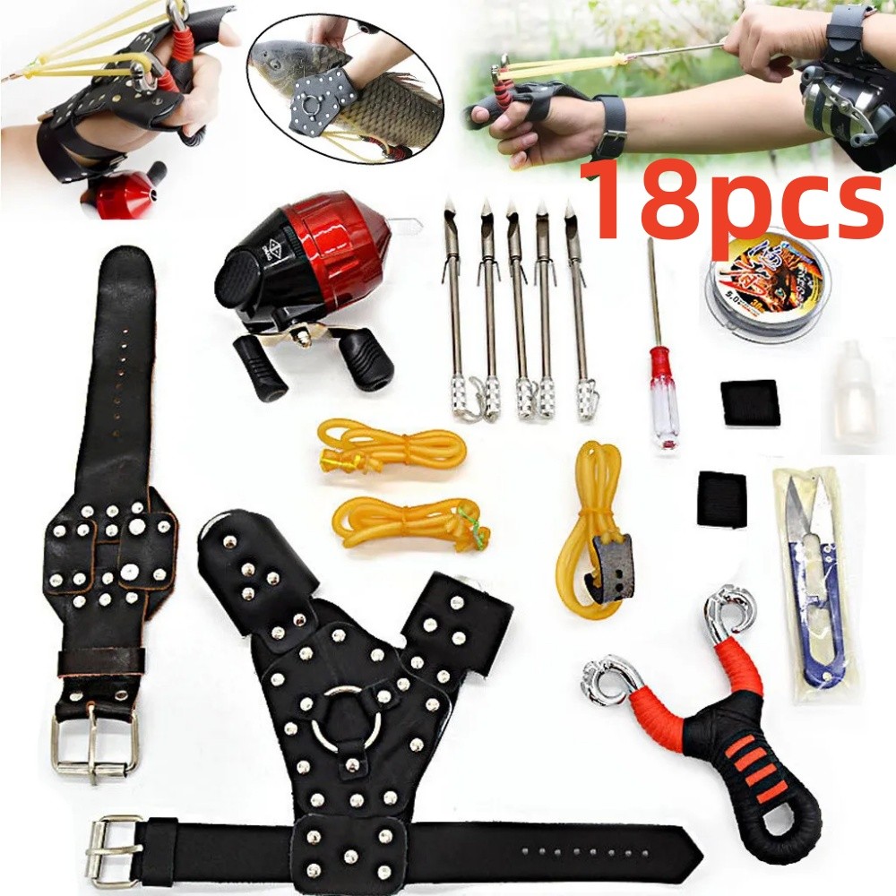 Kit Pesca Esportiva Estilingue Completo Com Carretel BL10 E 5 Dardos Profissional Anti-Corrosão