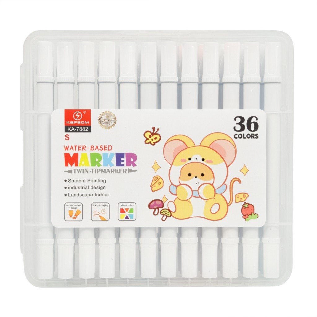 Kit 36 Marcadores Dupla Ponta Kapbom – Cores Vibrantes à Base de Água com Estojo Portátil em Oferta na Shopee