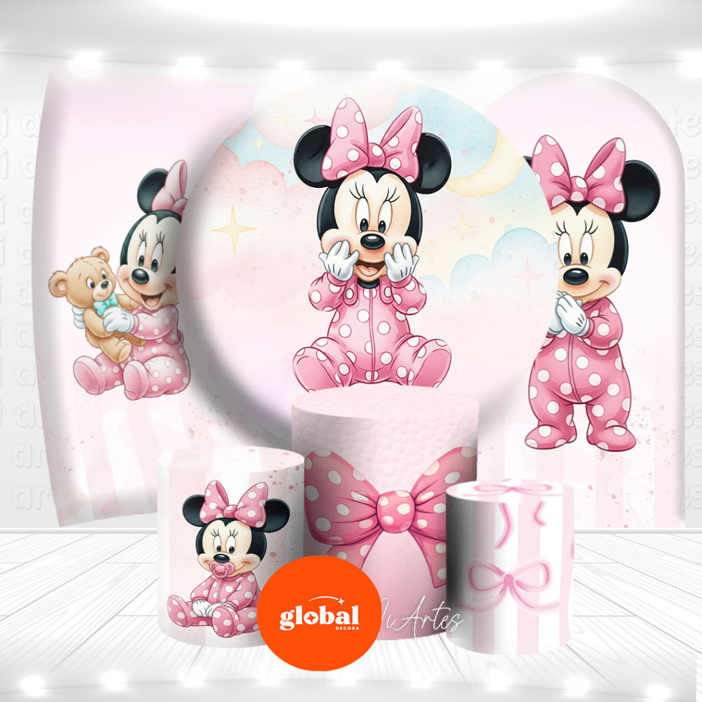 KIT PAINEL RED +  CAPAS CLD + 2 PAINEL LATERAL  mickey e a minnie baby cute