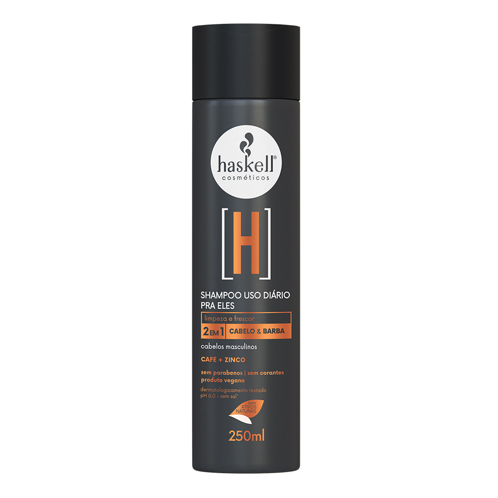 Shampoo cabelo e barba para ele 250ml Haskell | Para os cabelos e a barba masculinos em Oferta na Shopee
