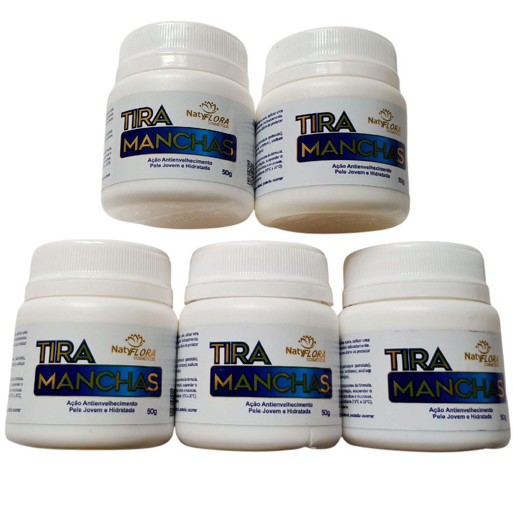 Kit 5 Pomadas NatyFlora Tira Manchas 50g – Clareador Facial e Corpora