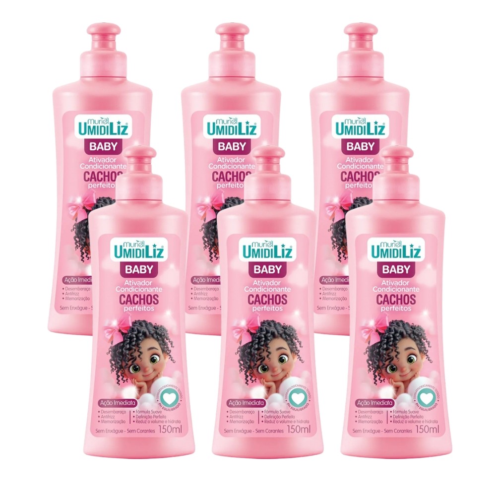 Kit 6 Ativador de Cachos Condicionante Umidiliz Baby Muriel 150ml