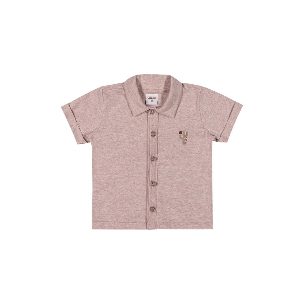 Detalhes do Camisa Infantil Menino Malha Mescla Elian Marrom