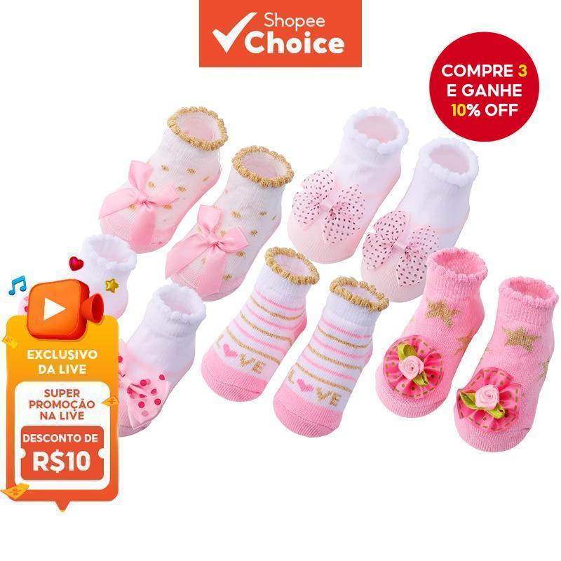 Meias De Algodão Para Bebês Meninas Acessórios De Desenho Animado 5 Pares/Conjunto Recém-Nascidos De 0 A 24 Meses