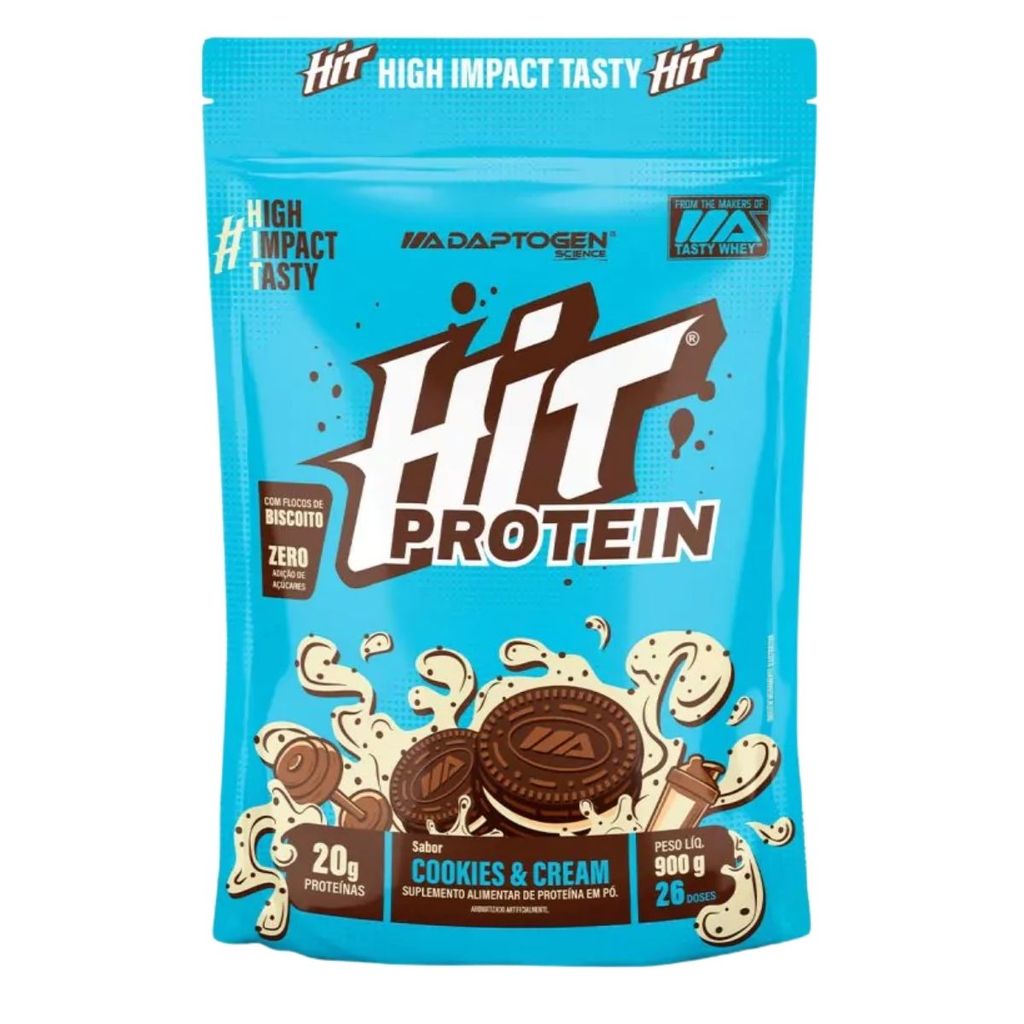 Hit Protein Saco Com 900g Sabor Cookies e Cream Adaptogen em Oferta na Shopee