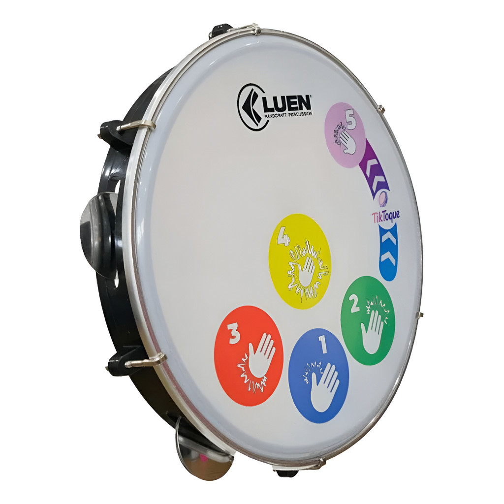 Pandeiro 10 Abs Plat Inox Pele Leitosa Tiktoque Brasil Cor Preto