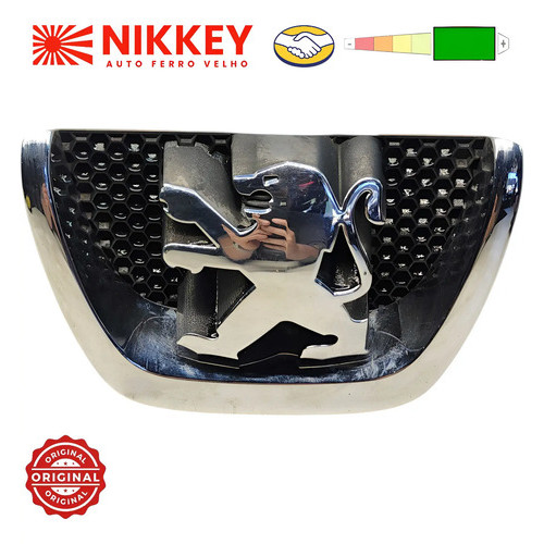 Emblema Da Grade Frontal Peugeot 207 2007 08 09 10 2011 Preto/cromado
