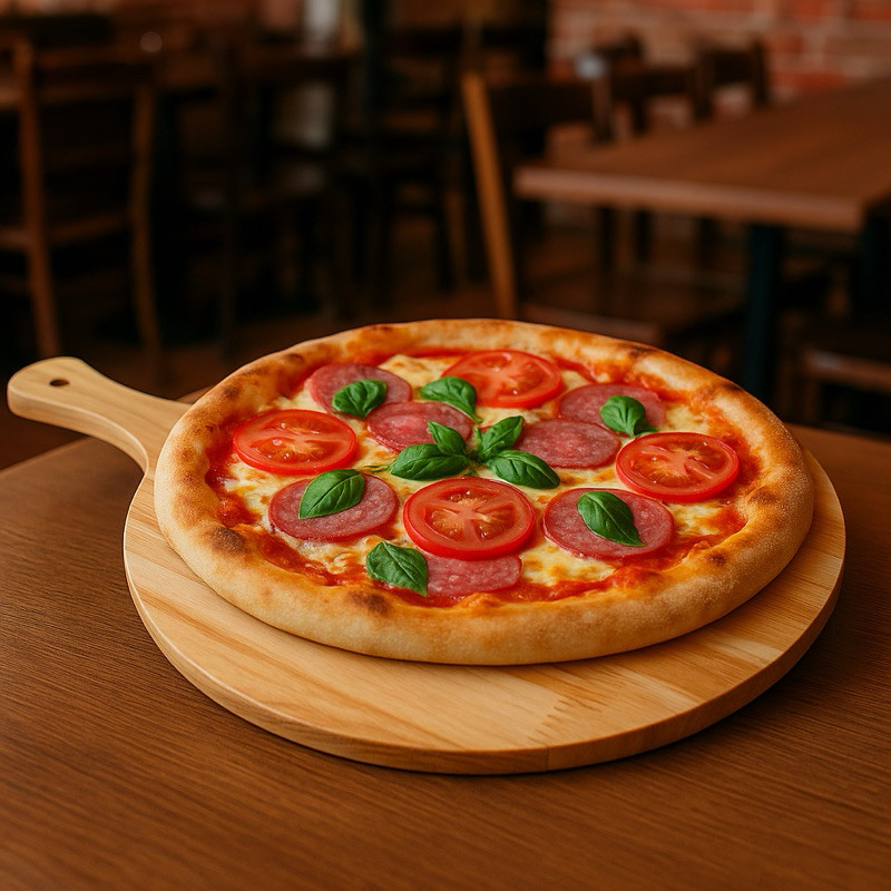 Pá de Pizza para Forno Madeira Cortar Servir com Cabo Pizzaria 35 cm