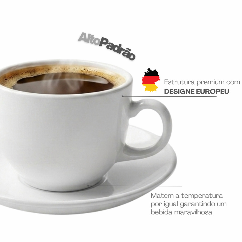 Conjunto 6 Xicara Caneca Lisa Cha Cafe Leite 250ml c/Pires Chicara Decoracao Cozinha · foto 2