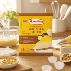PÓ PARA PREPARO DE SOBREMESA SABOR MARACUJÁ MAVALÉRIO 100G