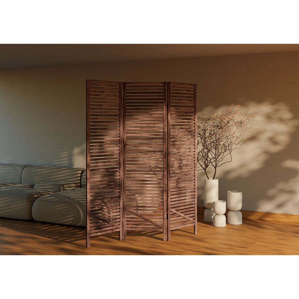 Biombo Decorativo Oliver 3 Folhas em Madeira Maciça Espresso Móveis Nogueira