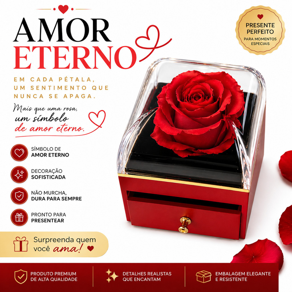 Porta Joias Rosa Caixa Presente Luxo Dia dos Namorados Dia das Mães  Aniversário Presentei seu LOVE