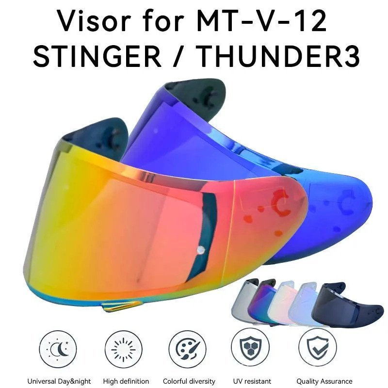 Viseira para Capacete MT-V-12, Protetor de Capacete para MT Stinger e Capacete THUNDER 3, 9 Cores Disponíveis DNM9