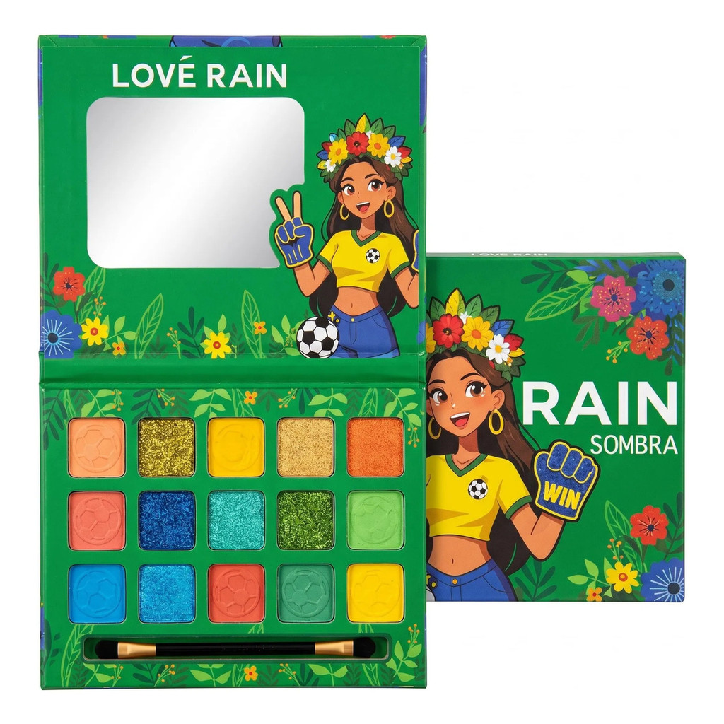 Paleta De Sombra Love Rain Copa Do Mundo 15 Cores com Pincel