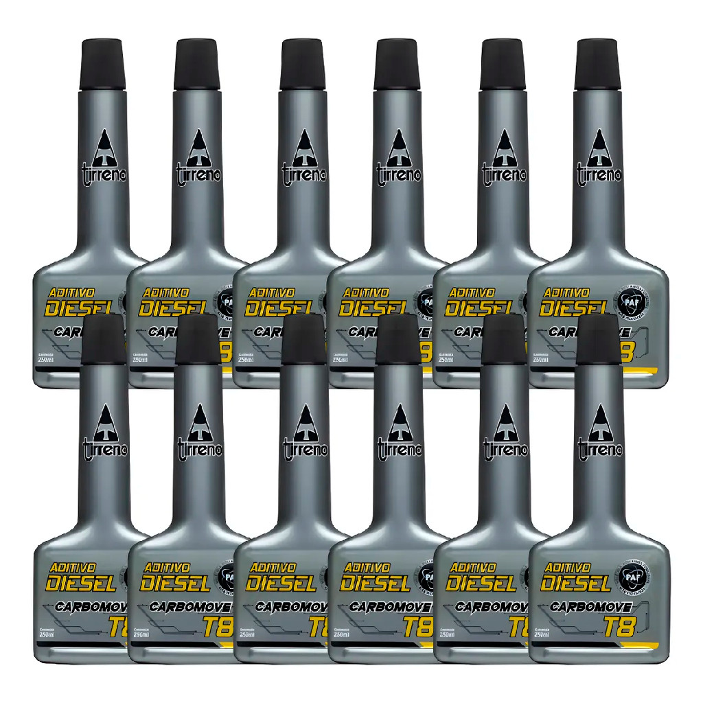 Kit 12 Aditivo Combustível Diesel Tirreno Carbomove T8 250ml em Oferta na Shopee