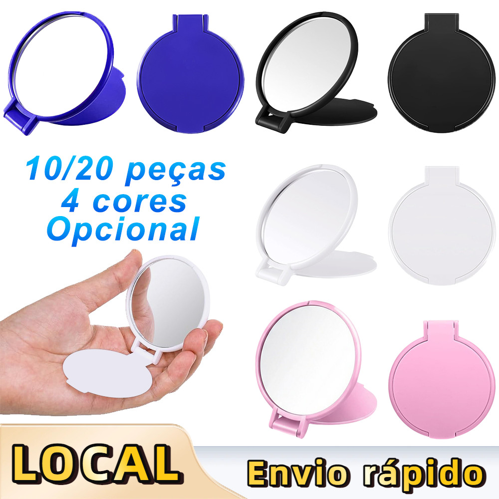 10/20 peças mini espelho dobrável redondo,para compacto bolsa, mulheres meninas viagens uso diário em Oferta na Shopee