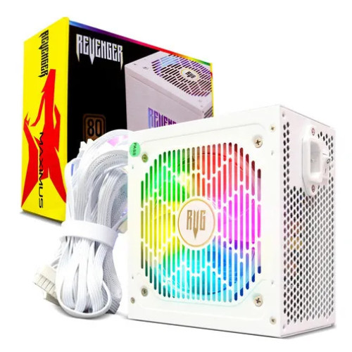 Fonte Gamer ATX FO-MAX06RGB 600W Real com Iluminação RGB e Certificação 80 Plus