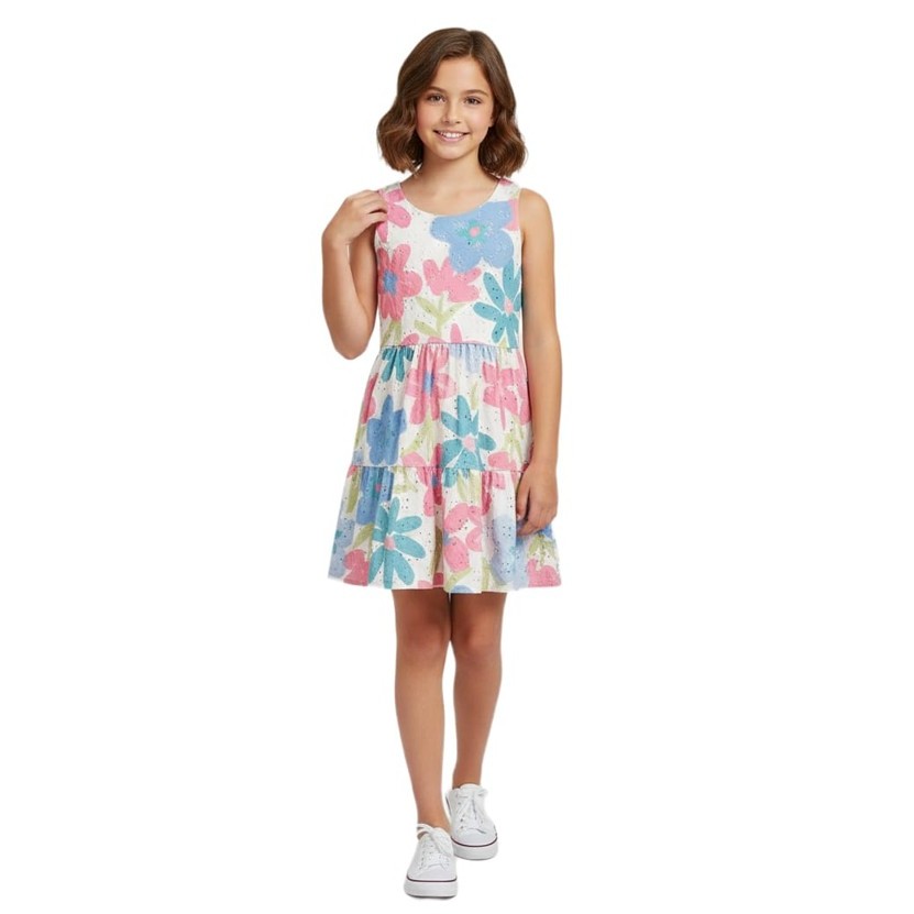 Vestido Infantil Menina Estampa Floral Em Malha Laise Malwee Kids