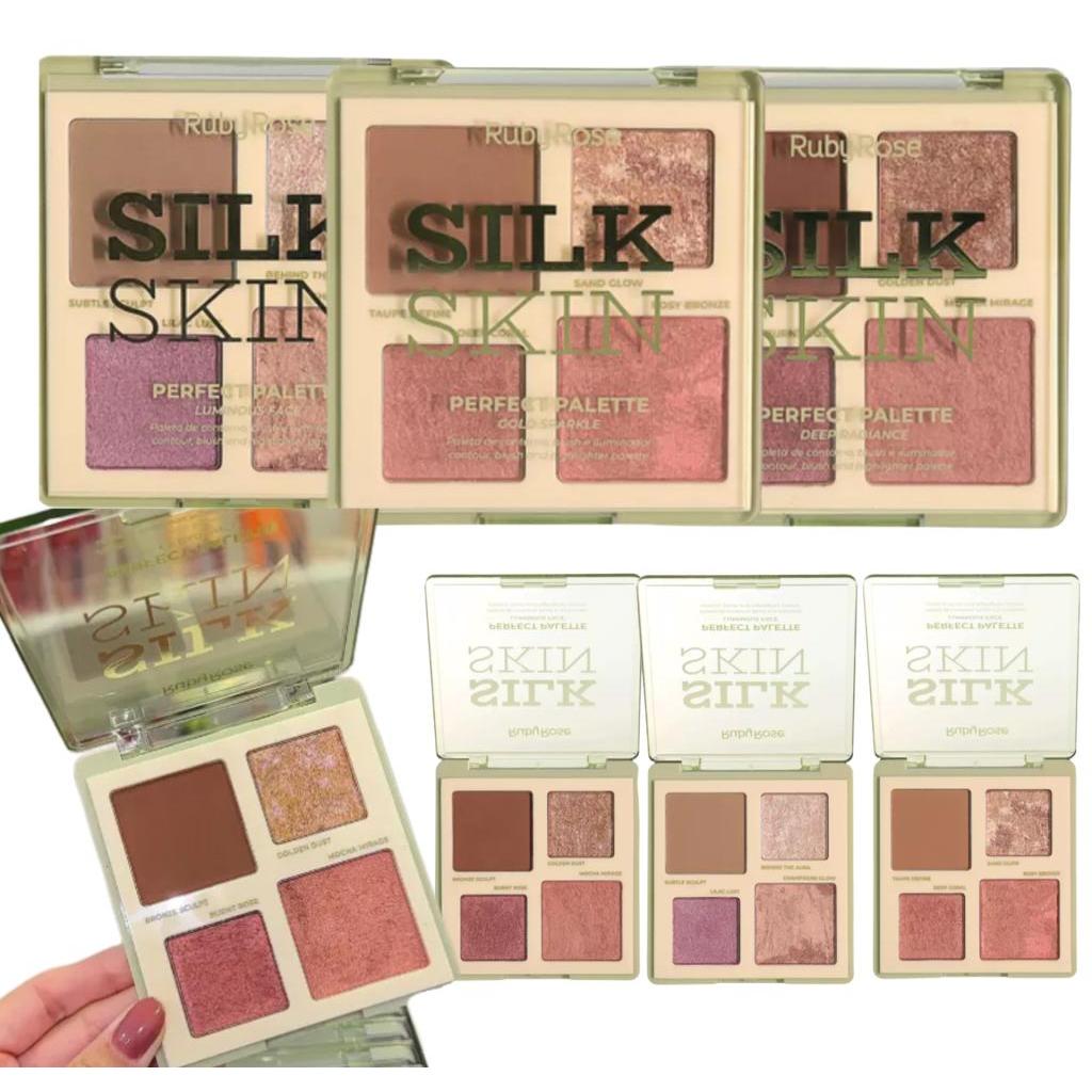 PALETA DE CONTORNO, BLUSH E ILUMINADOR SILK SKIN RUBY ROSE