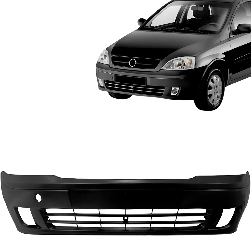 Parachoque Dianteiro Corsa Montana 2003 2004 2005 2006 2007 2008 2009 Com Furo Milha Preto Liso em Oferta na Shopee